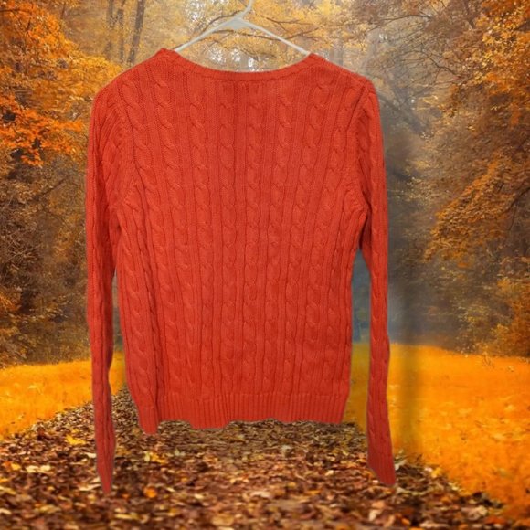 Land's End orange crew neck sweater, size 14-16 - Picture 2 of 5